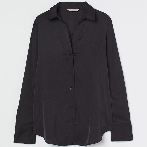 NEW H&M Black V-Neck Blouse - Picture 4 of 7